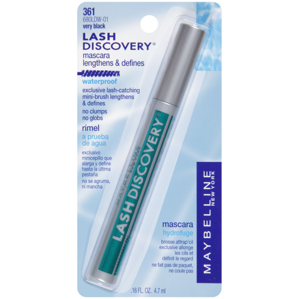 Maybelline New York Lash Discovery Waterproof Mascara Very Black 361 0.16 Fluid Ounce