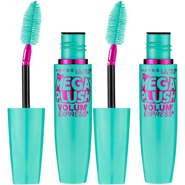 Maybelline New York Volum Express The Mega Plush Washable Mascara Makeup Blackest Black 2 Count Washable Blackest Black