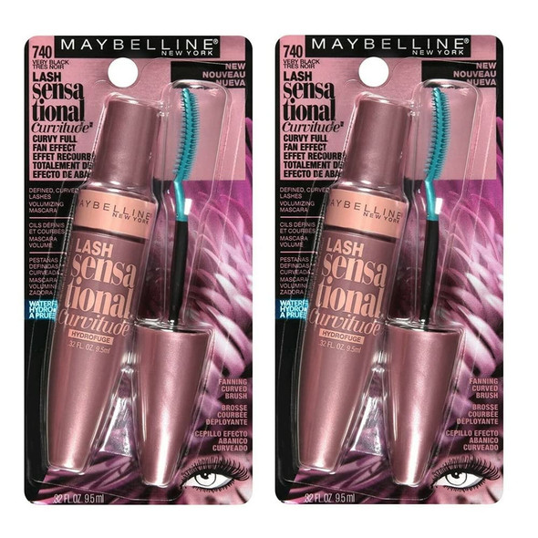 Pack of 2 Maybelline New York Lash Sensational Curvitude Waterproof Mascara Very Black  740