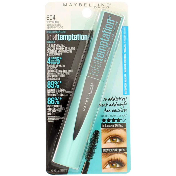 Maybelline New York Total Temptation Waterproof Mascara Very Black Pack of 4