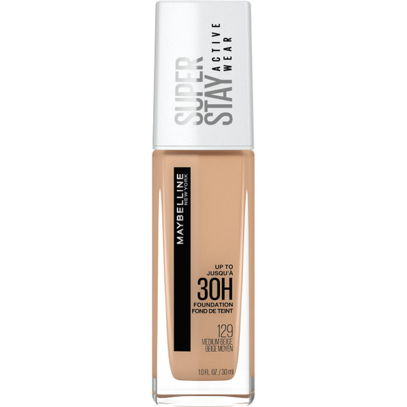 Maybelline New York Liquid Foundation Makeup Full Coverage Liquid and Up To 24 Hour Wear Soft Matte Finish Medium Beige 129 MEDIUM BEIGE 1.0 Ounce