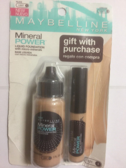 Maybelline Mineral PowerFoundation NUDE WITH MINERAL CONCEALER CREAM.