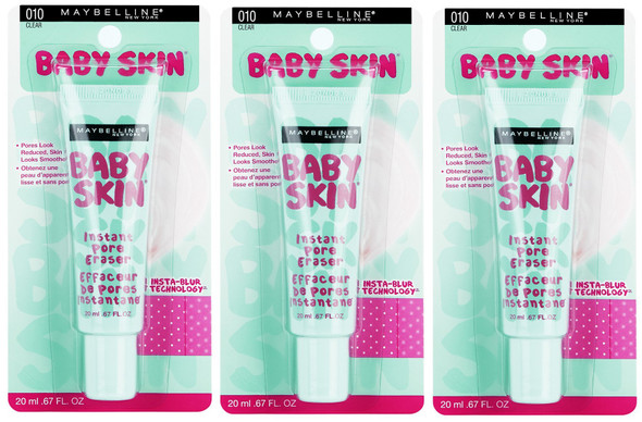 Maybelline Baby Skin Instant Pore Eraser Primer Clear 0.67 Fl Oz Pack of 3