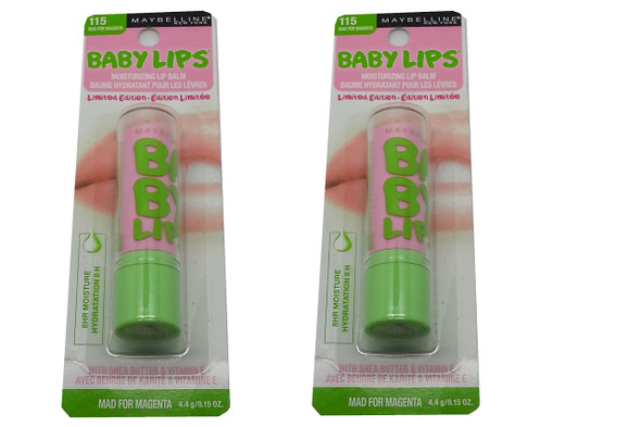 Maybelline New York Baby Lips Moisturizing Lip Balm 115 Mad for Magenta Limited Edition 2 Pcs