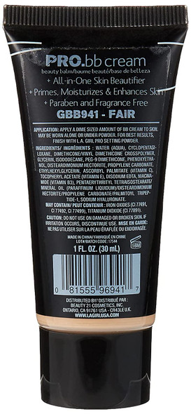 L.A. Girl Pro BB Cream HD Beauty Balm Fair 1 fl. Oz