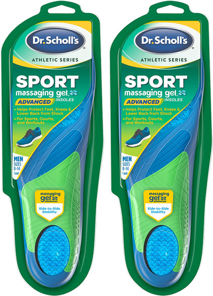 Dr. Scholls Sport Insoles // Superior Shock Absorption and Arch Support to Reduce Muscle Fatigue and Stress on Lower Body Joints 2 Pair Mens 814 Pack of 2 pair
