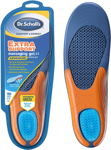 Dr. Scholls Extra Support Insoles Superior Shock Absorption and Reinforced Arch Support for Big  Tall Men to Reduce Muscle Fatigue So You Can Stay on Your Feet Longer for Mens 814