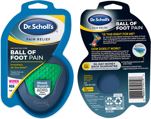 Dr. Scholls BALL OF FOOT Pain Relief Orthotics One Size // Clinically Proven Immediate and AllDay Relief of BallofFoot Pain by Lifting and Reducing Pressure on Metatarsal Bones