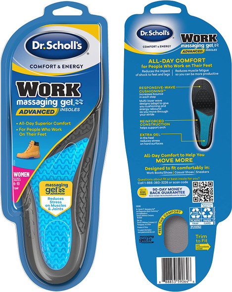 Dr. Scholls Work Insoles AllDay Shock Absorption and Reinforced Arch Support that Fits in Work Boots and More for Womens 610