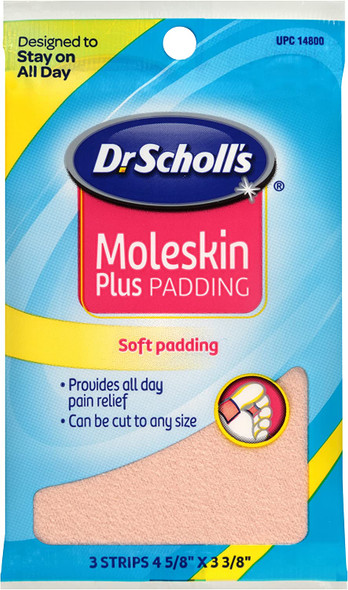 Dr. Scholls Moleskin Plus 4 5/8Inch X 3 3/8 Inch Padding 3 Count Package