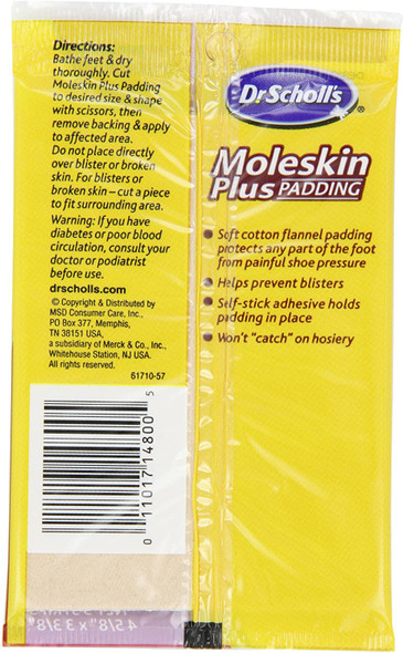 Dr. Scholls Moleskin Plus 4 5/8Inch X 3 3/8 Inch Padding 3Count Packages Pack of 8