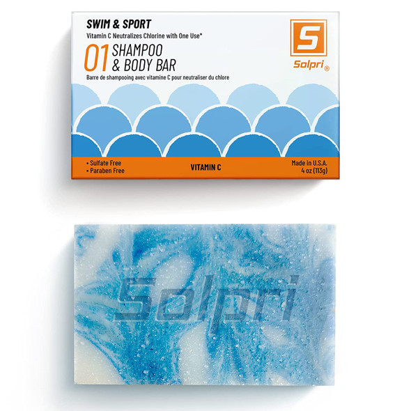 Solpri Swim Shampoo Bar for Hair  Body with Vitamin C to Remove Chlorine 4 oz