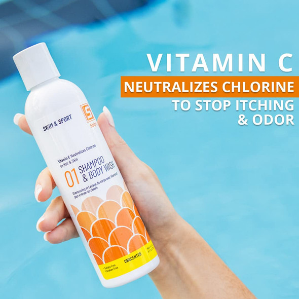 Solpri Swimmers Chlorine Swim Shampoo and Body Wash with Vitamin C 8 Fl Oz