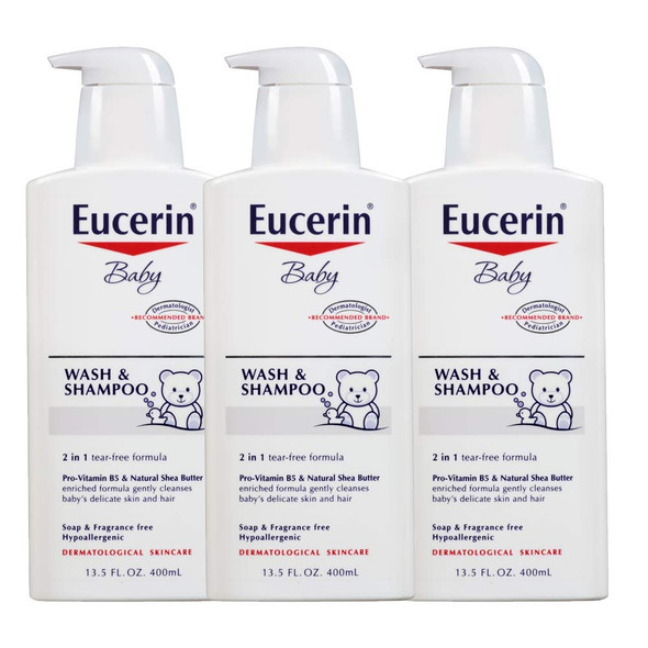 Eucerin, Baby, Wash and Shampoo, Fragrance Freee, 13.5 fl oz (400 ml)