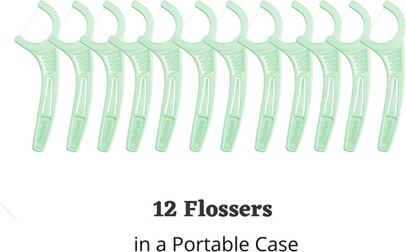 Plackers Micro Mint Dental Floss Picks with Travel Case 12 Count 3Multi Color Pack and Single Wrap