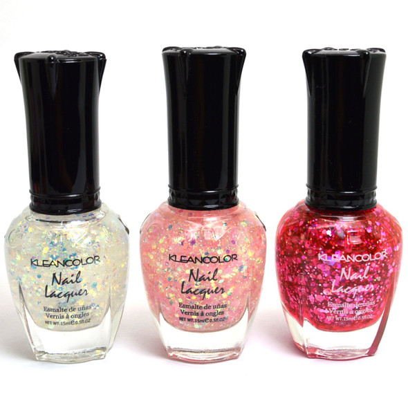 3 kleancolor nail glitter polish chunky silver aurora pinky moon lacquer free earring by kleancolor