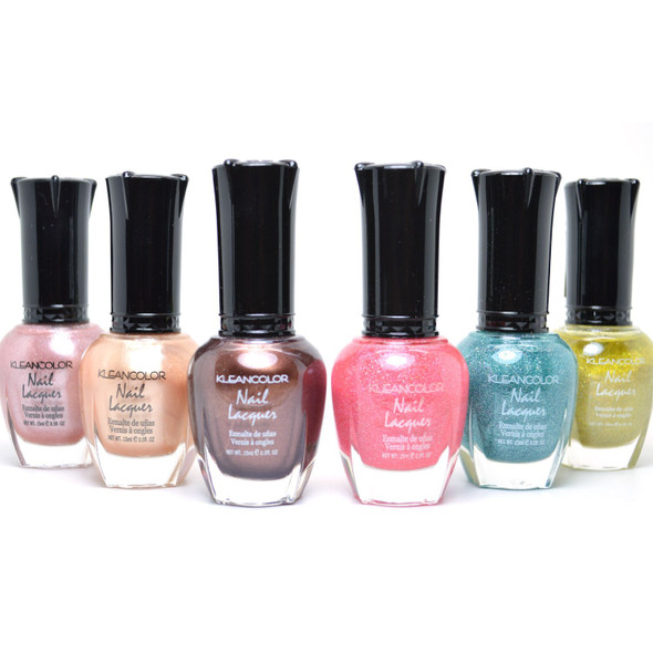 6 KLEANCOLOR NAIL MIX POLISH 3 NUDE BEIGE  3 HOLO COLLECTION LACQUER KMIX04  Free ZipBag