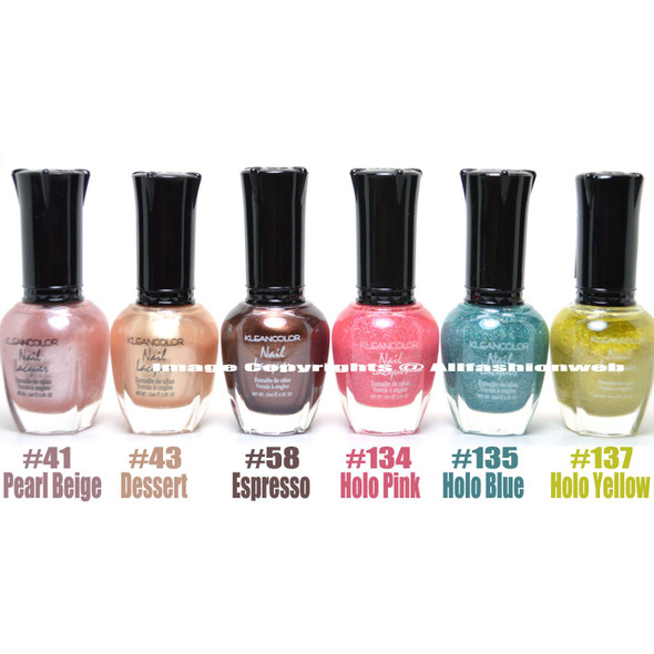 6 KLEANCOLOR NAIL MIX POLISH 3 NUDE BEIGE  3 HOLO COLLECTION LACQUER KMIX04  Free ZipBag