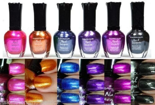 6 PCS New Kleancolor FULL SIZE METALLIC LOT Nail Polish Colors SET 3