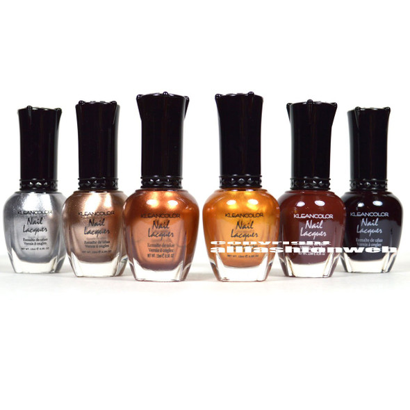 Kleancolor Nail Polish MOONRISE FEVER Silver Gold Brown Collection Lot 6 Lacquer  FREE EARRING