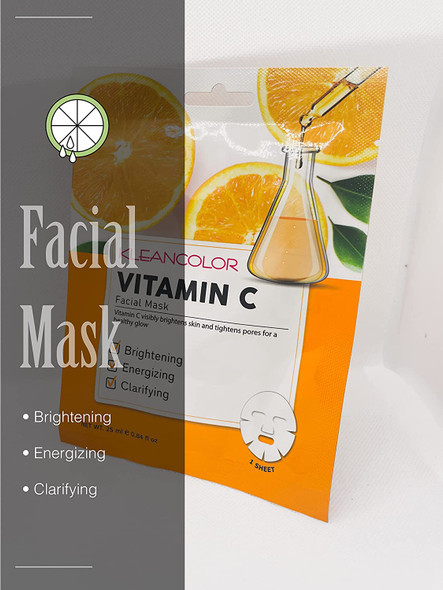 Kleancolor Brightening VitaminC Face Mask Sheets Korean Beauty  3 Pack
