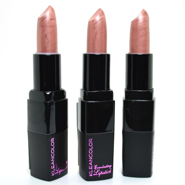 KLEANCOLOR 3 x  718 ICED BRANDY/PINK GOLD CREAM SOFT COLOR LIPSTICK  Free ZipBag