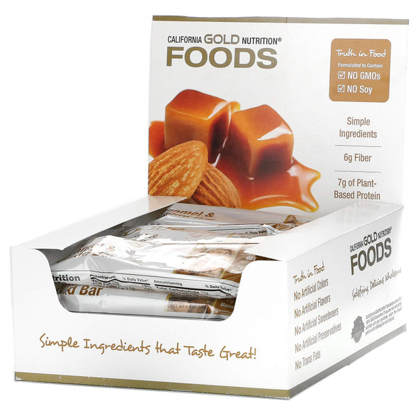 California Gold Nutrition Foods, Caramel & Almond Bars, 12 Bars, 1.4 oz (40 g) Each