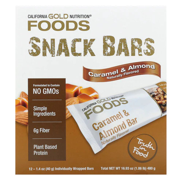 California Gold Nutrition Foods, Caramel & Almond Bars, 12 Bars, 1.4 oz (40 g) Each
