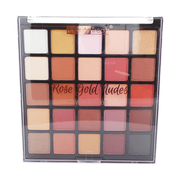 Beauty Treats Rose Gold Nudes Eyeshadow Collection Palette  25 Shades  Highly Pigmented Shimmer and Matte