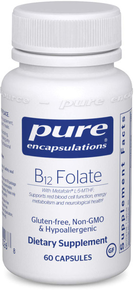 Pure Encapsulations B12 Folate | Energy Supplement to Support Emotional Wellness, Nerves, and Cognitive Health | 60 Capsules