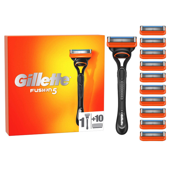 Gillette Fusion5 Men's Razor + 11 Refill Blades with 5 Anti-Friction Blades