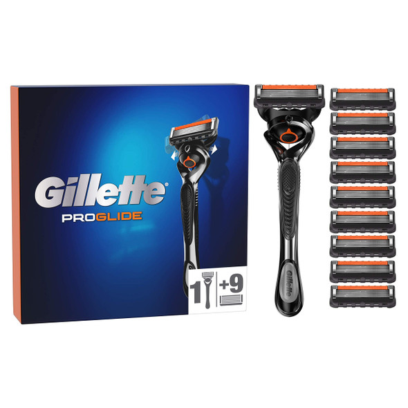 Gillette ProGlide Men's Razor with Flexiball Technology + 10 Refill Blades with 5 Anti-Friction Blades