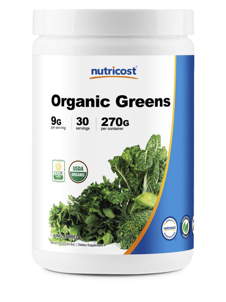 Nutricost Organic Greens Powder, 30 Servings - Superfood Powder, Certified USDA Organic