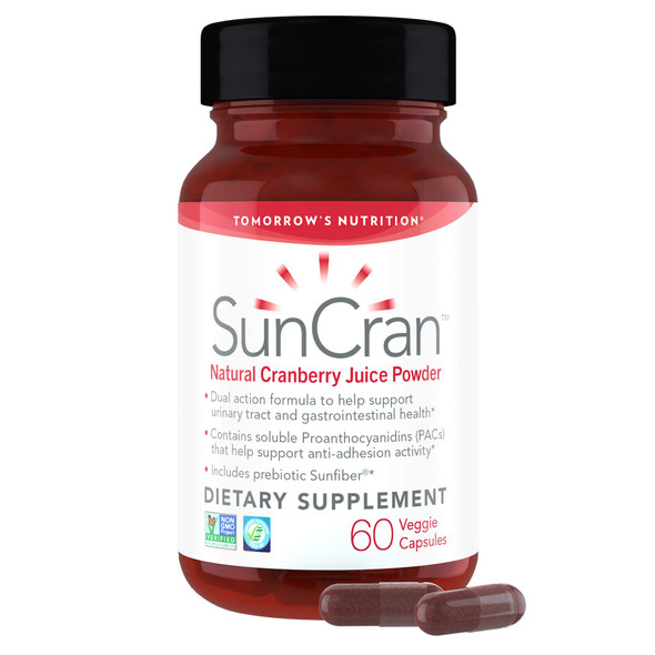 Tomorrow's Nutrition, SunCran, Organic Natural Cranberry Juice Powder for Urinary Tract and Gut Health, Vegan, 60 Capsules (30 Servings)