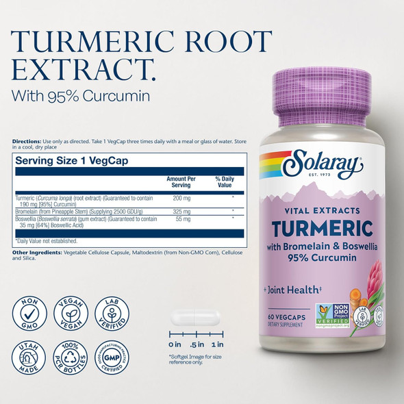 Solaray - Guaranteed Potency Turmeric Root Extract, 200 mg | 60 Capsules Solaray - Guaranteed Potency Turmeric Root Extract, 200 mg | 60 Capsules