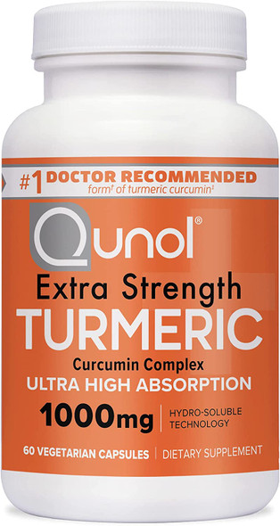 Turmeric Curcumin Capsules Qunol 1000mg Extra Strength Supplement Patented HydroSoluble Technology Alternative to Turmeric Curcumin with Black Pepper 60 Veggie Capsules