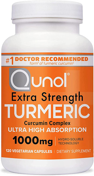 Turmeric Curcumin Capsules Qunol Turmeric 1000mg With Ultra High Absorption Joint Support Supplement Extra Strength Tumeric Vegetarian Capsules 2 Month Supply 120 Count Pack of 1