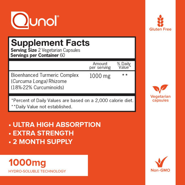 Turmeric Curcumin Capsules  Drink Sachets Qunol 1000mg Extra Strength Supplement Patented HydroSoluble Technology Alternative to Turmeric Curcumin with Black Pepper 120 Veggie Capsules