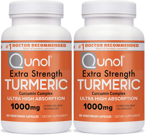 Turmeric Curcumin Capsules Qunol 1000mg Extra Strength Supplement Patented HydroSoluble Technology Alternative to Turmeric Curcumin with Black Pepper 120 Veggie Capsules