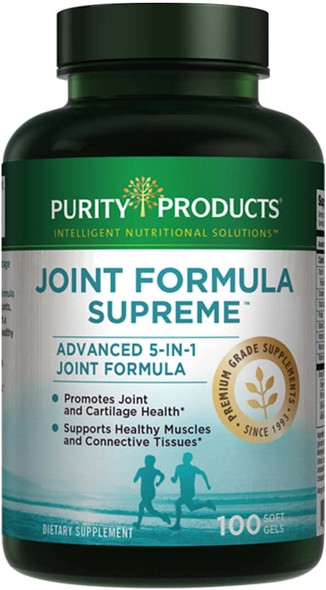 Joint Formula Supreme  Purity Products  Omega3 Fish Oil Glucosamine  Chondroitin MSM Turmeric Ginger Bromelain  Boswellia  5 in 1 Support Healthy Joint Flexibility Mobility  100 Soft Gels