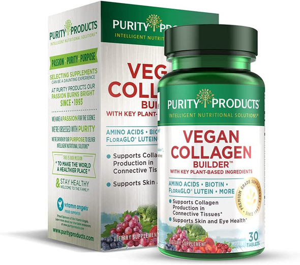 Vegan Collagen Builder  Organic Whole Foods Fruits  Veg Silica Lutein Vitamin C Biotin Grape Seed  Amino Acids Glycine Lysine  Proline Collagen Boosters  Once A Day  30 Tablets