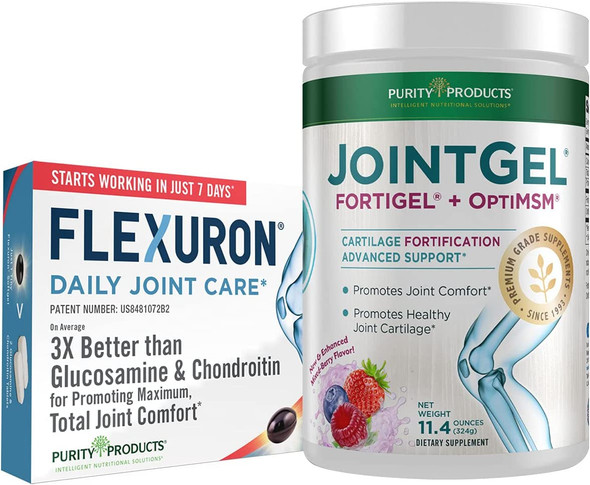 Flexuron Joint Formula  Joint Gel by Purity Products  Flexuron Krill Oil Low Molecular Weight Hyaluronic Acid Astaxanthin  Joint Gel Berry Powder Bioactive Collagen Peptides  MSM