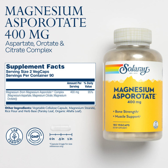 Solaray Magnesium Asporotate 400 mg  180 VegCaps