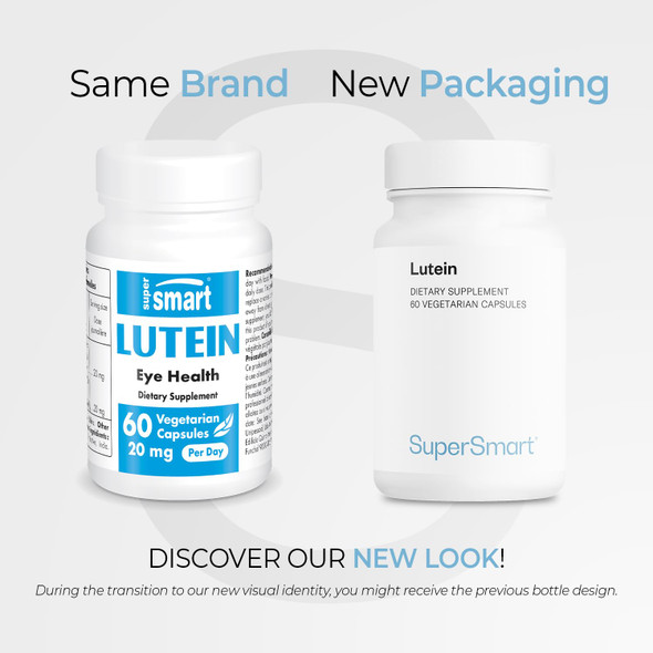 Supersmart  Lutein 20 mg Per Day  Marigold Extract Standardized to 25  Eye Care Supplement  100 Natural  NonGMO  Gluten Free  60 Vegetarian Capsules