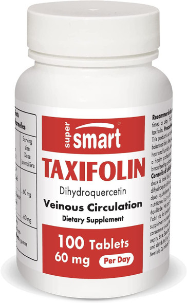 Supersmart  Taxifolin 60 mg Per Day Dihydroquercetin  Extract from Siberian Larch for Vascular Protection  Antioxidant Russian  NonGMO  Gluten Free  100 Tablets