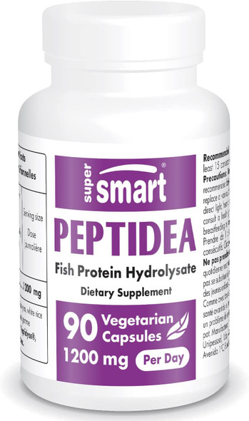 Supersmart  Peptidea 1200 mg Per Day  Fish Protein Hydrolysate  Stress Relief  Sleep Aid  Promotes Calm Relaxation  Emotional Wellness  NonGMO  Gluten Free  90 Vegetarian Capsules