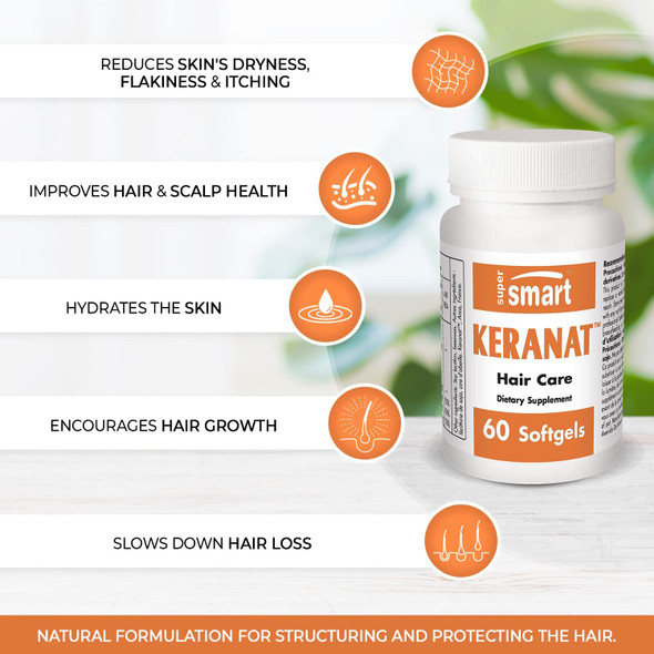 Supersmart  Keranat   Hair Supplement  Reduces Hair Loss and Improves Volume  Growth  NonGMO  60 Softgels