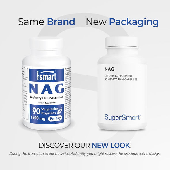 Supersmart  NAG 1500 mg NAcetyl Glucosamine Per Day  Support Joints Mobility  Intestinal Function  NonGMO  Gluten Free  90 Vegetarian Capsules