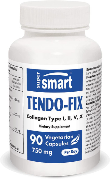 Supersmart  TendoFix 750 mg Per Day  Increases Joint Mobility  Reduces Inflammation with Collagen  NonGMO  Gluten Free  90 Vegetarian Capsules