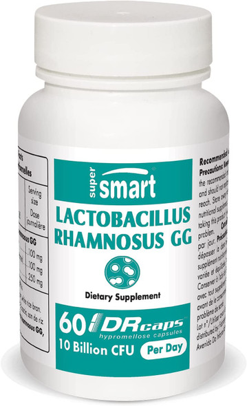 Supersmart  Lactobacillus Rhamnosus GG 100 mg Per Day 10 Billion CFU  Probiotic Strain Supplement  Support Healthy Intestinal  Vaginal Flora  NonGMO  Gluten Free  60 DR Capsules